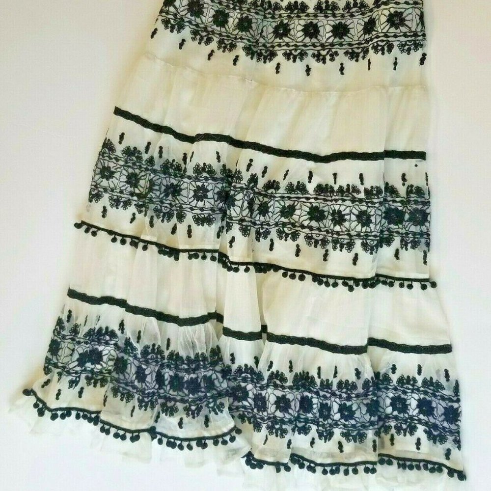 Vtg Neiman Marcus Sz Small Long Lace Tassel Skirt - Picture 2 of 10